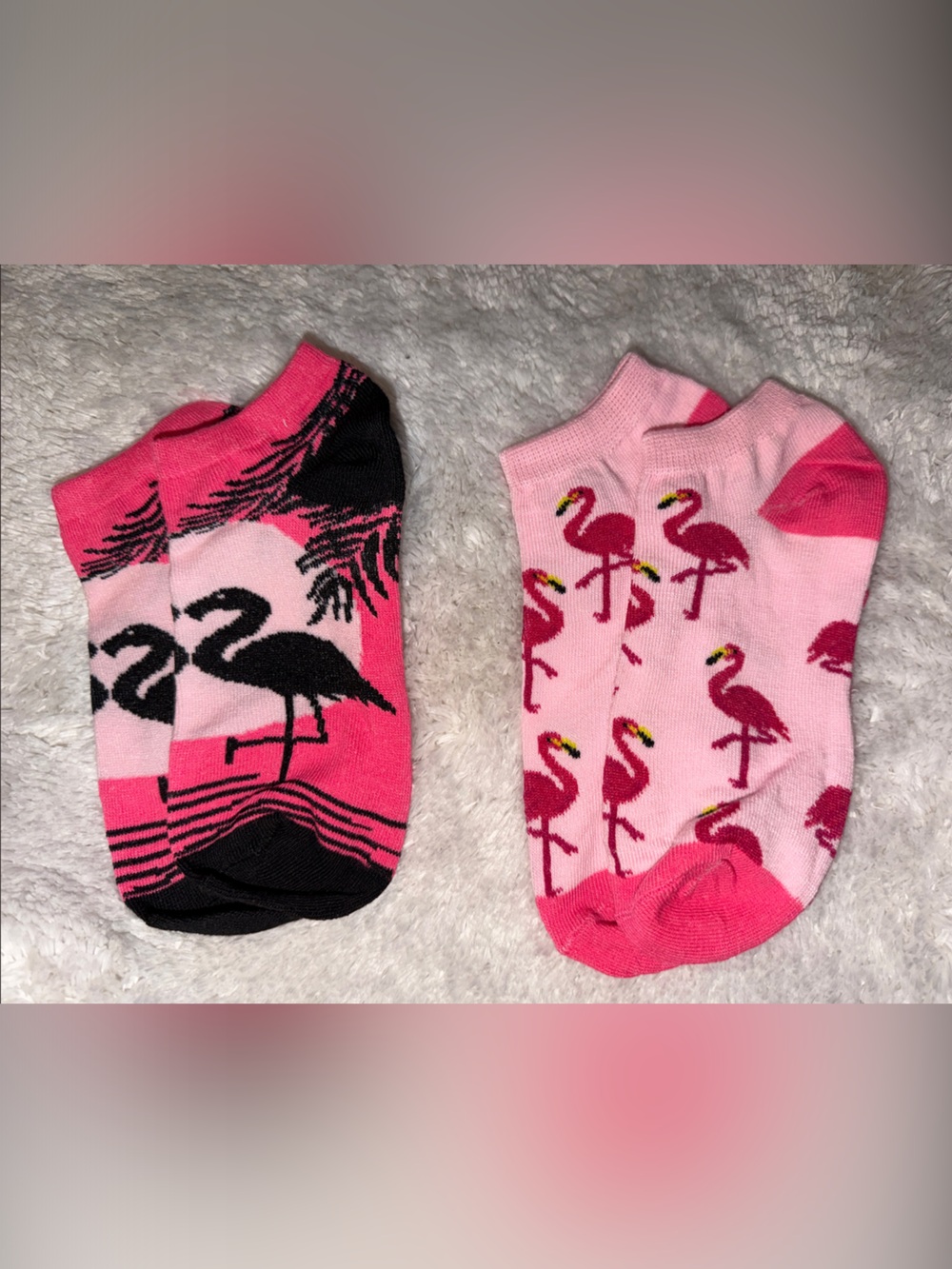 Pink Flamingo Ankle Socks Duo